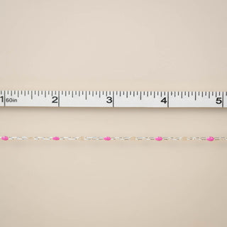 Sunburst Paperclip - Pink Enamel - Sterling Silver