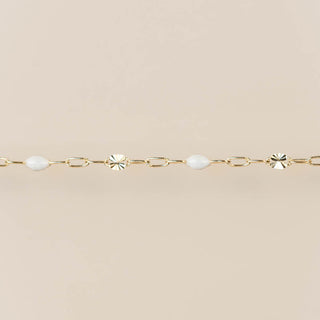 Sunburst Paperclip - White Enamel - Gold Filled