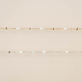 Sunburst Paperclip - White Enamel - Gold Filled