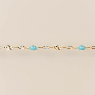 Sunburst Paperclip - Blue Enamel - Gold Filled