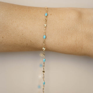 Sunburst Paperclip - Blue Enamel - Gold Filled
