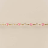 Paperclip Enamel in pink glitter - Gold Filled