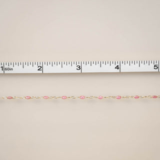 Paperclip Enamel in pink glitter - Gold Filled
