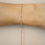 Paperclip Enamel in pink glitter - Gold Filled
