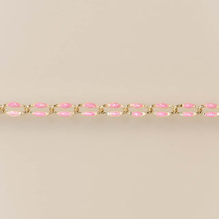 Gold Enamel Chain Glitter Pink