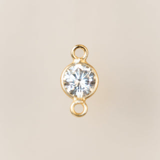 CZ Bezel Connector Charm - White Gold Filled - 4mm