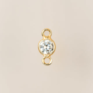Gold Plated - White CZ Bezel Connector - 3mm