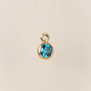 Gold Filled - Aqua Blue CZ Bezel Drop - 4mm