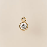 Gold Plated - White CZ Bezel Drop - 3mm