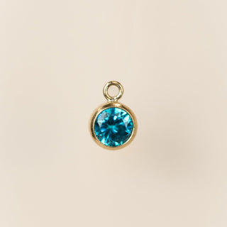 Gold Filled - Aqua Blue CZ Bezel Drop - 3mm