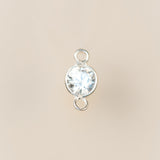 Sterling Silver - White CZ Bezel Connector - 4mm