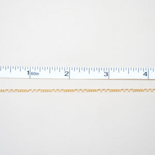 Gold chain on a white background with a ruler for scale