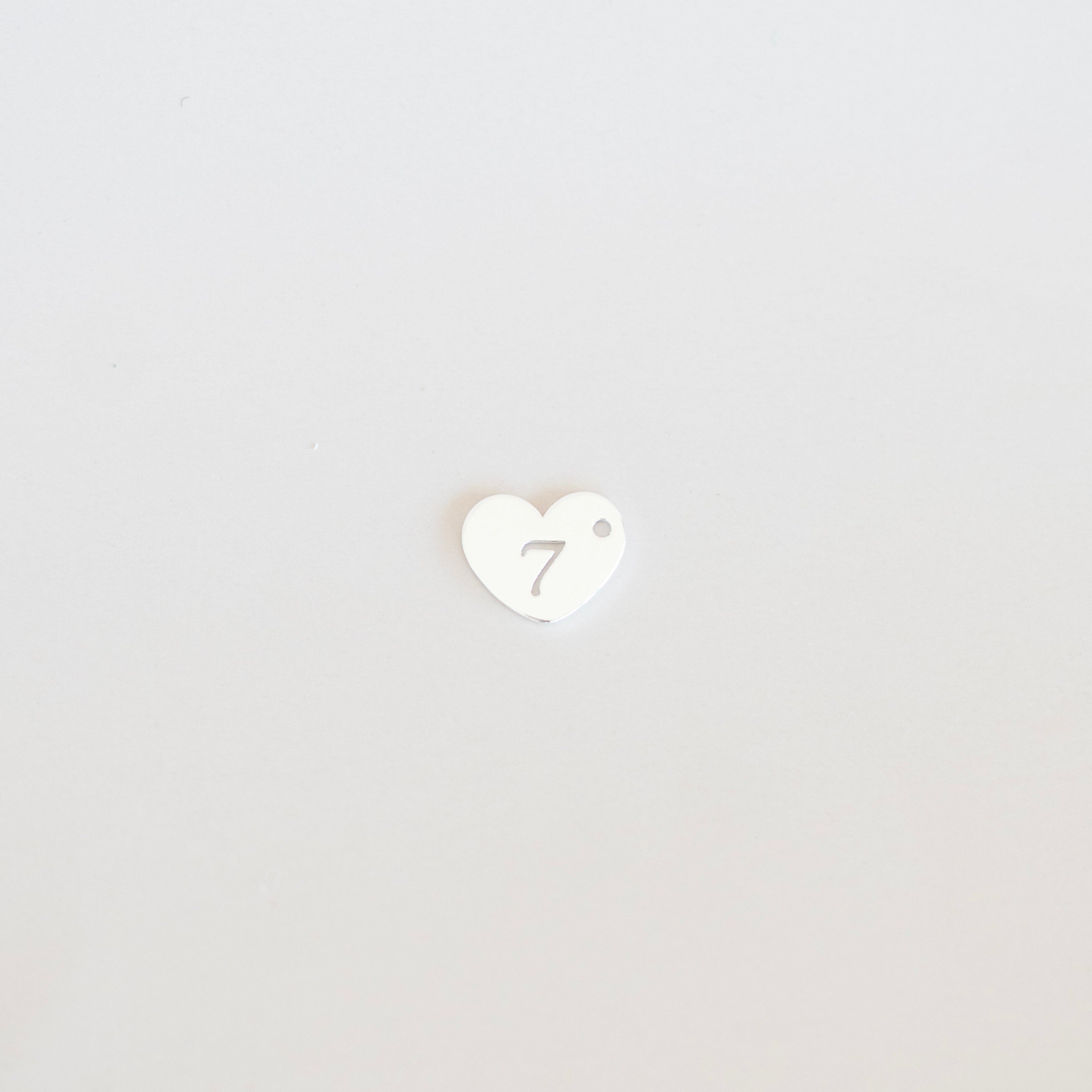 Heart Dangle Charms - Numbers - Sterling Silver