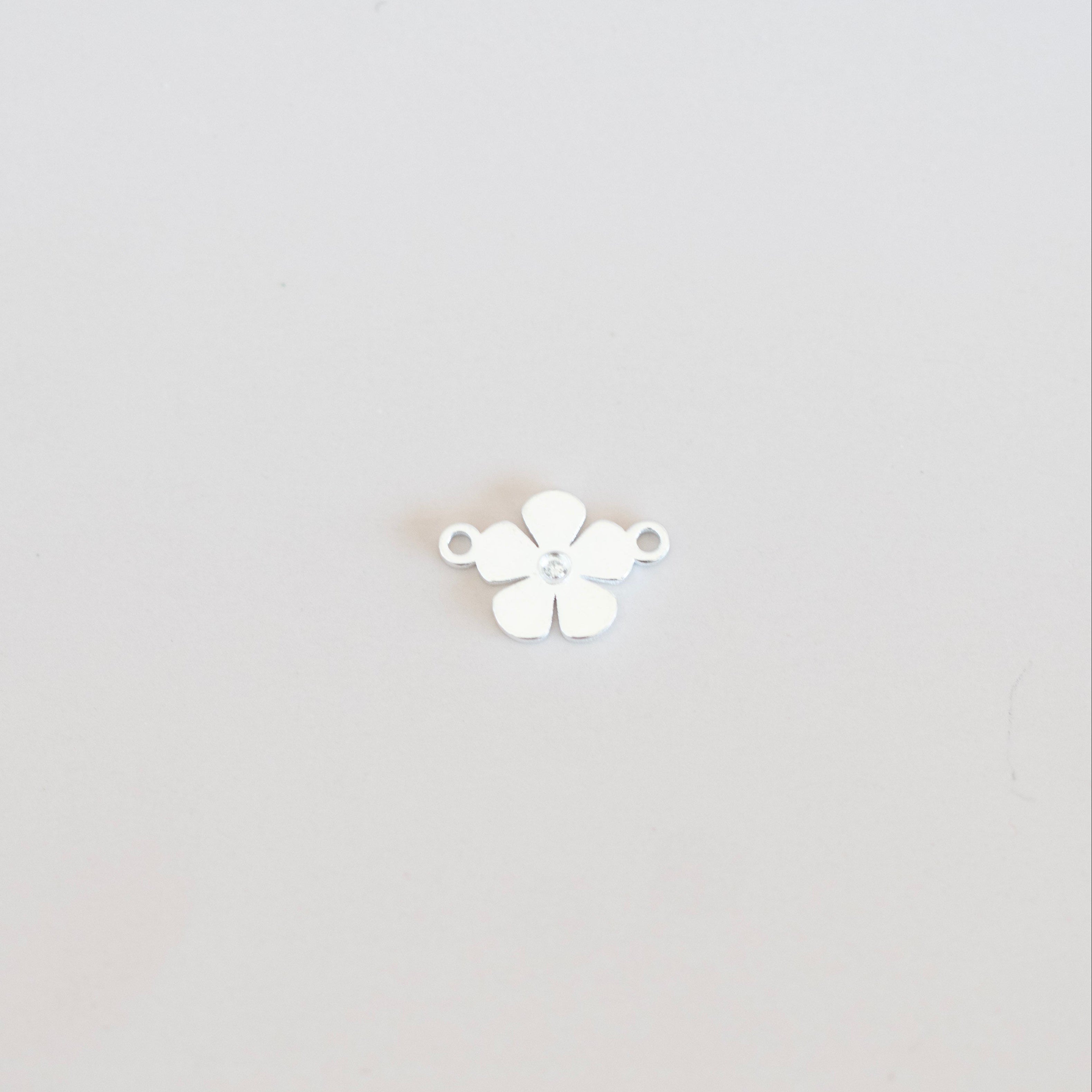 silver flower connector charm