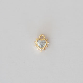 Beaded Heart Dangle - CZ - Gold Filled