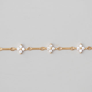 CZ Clover + Bar Chain - Gold Filled