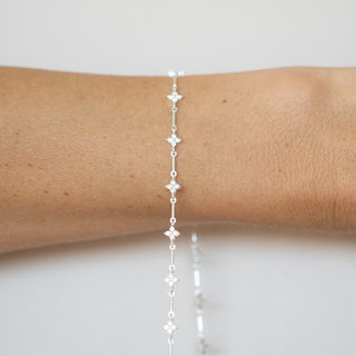 CZ Clover + Bar Chain - Sterling Silver
