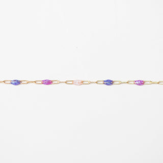 Paperclip Enamel in Pink + Purple - Gold Filled