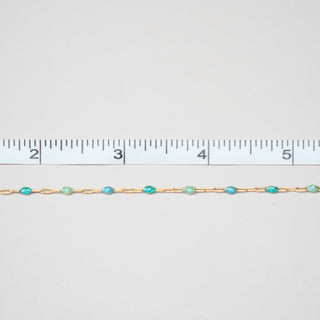 Paperclip Enamel in Glitter Green + Blue - Gold Filled