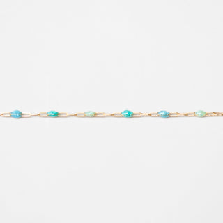 Paperclip Enamel in Glitter Green + Blue - Gold Filled