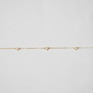 Cable + CZ Heart - Gold Filled