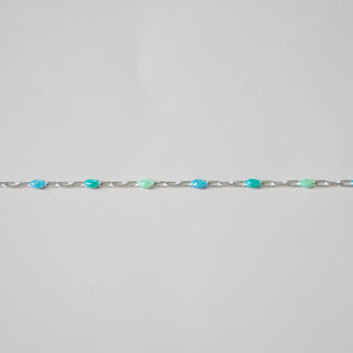 Paperclip Enamel in Glitter Green + Blue - Sterling Silver