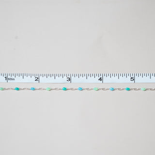 Paperclip Enamel in Glitter Green + Blue - Sterling Silver