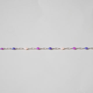 Paperclip Enamel in Pink + Purple Glitter - Sterling Silver