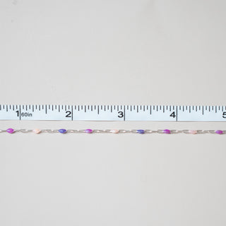 Paperclip Enamel in Pink + Purple Glitter - Sterling Silver