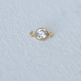 CZ Bezel Connector Charm - White Gold Filled - 4mm