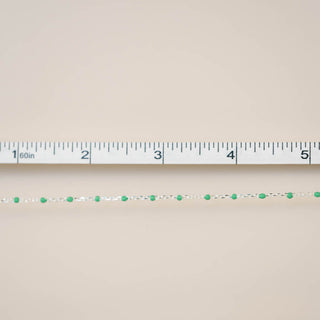Cable Enamel in Green - Sterling Silver