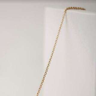 Gold chain necklace on white background