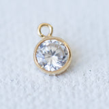 White CZ Bezel Drop - Gold Filled - 4mm