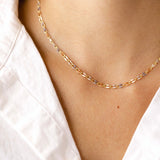 Gold Enamel Chain in Latte