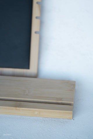 Wooden display stand and chalkboard