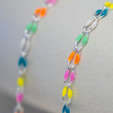 Silver Enamel Chain in Rainbow