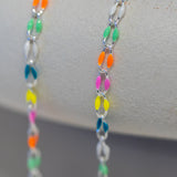 Silver Enamel Chain in Rainbow