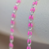 Silver Enamel Chain in Pink