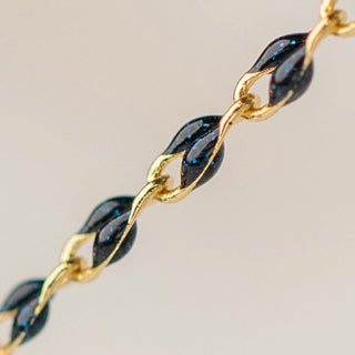 Gold and navy enamel chain jewelry