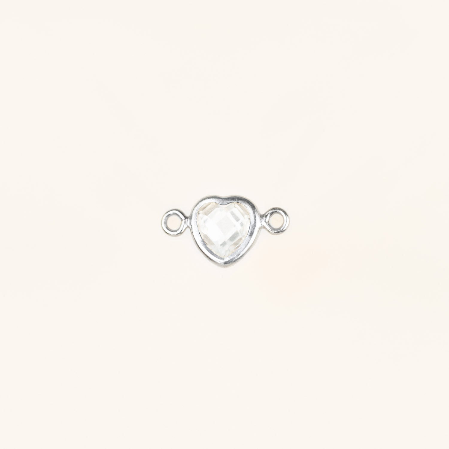 Heart Connector Charm- Birthstone - Sterling Silver