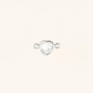Heart Connector Charm- Birthstone - Sterling Silver