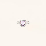 Heart Connector Charm- Birthstone - Sterling Silver