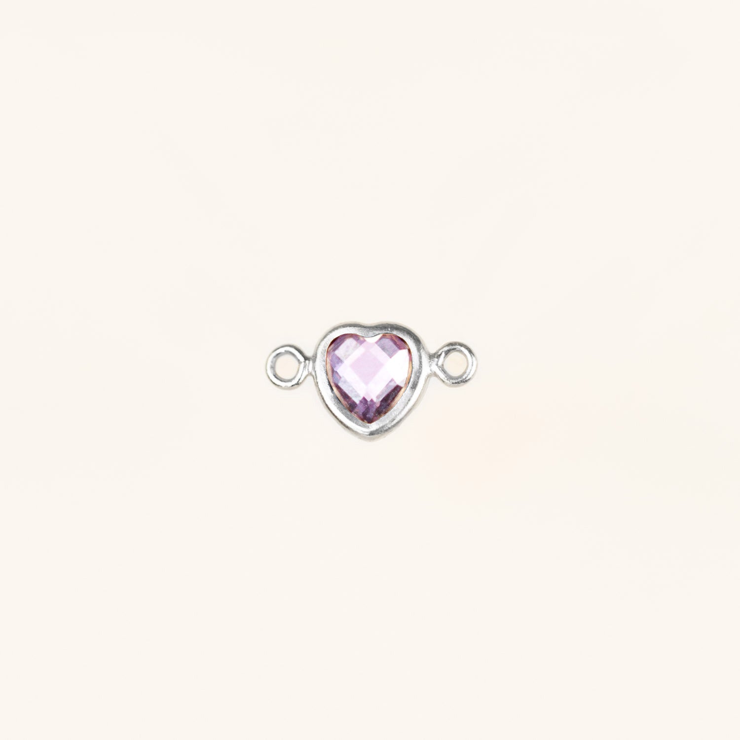 Heart Connector Charm- Birthstone - Sterling Silver