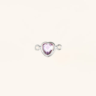 Heart Connector Charm- Birthstone - Sterling Silver