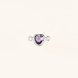 Heart Connector Charm- Birthstone - Sterling Silver