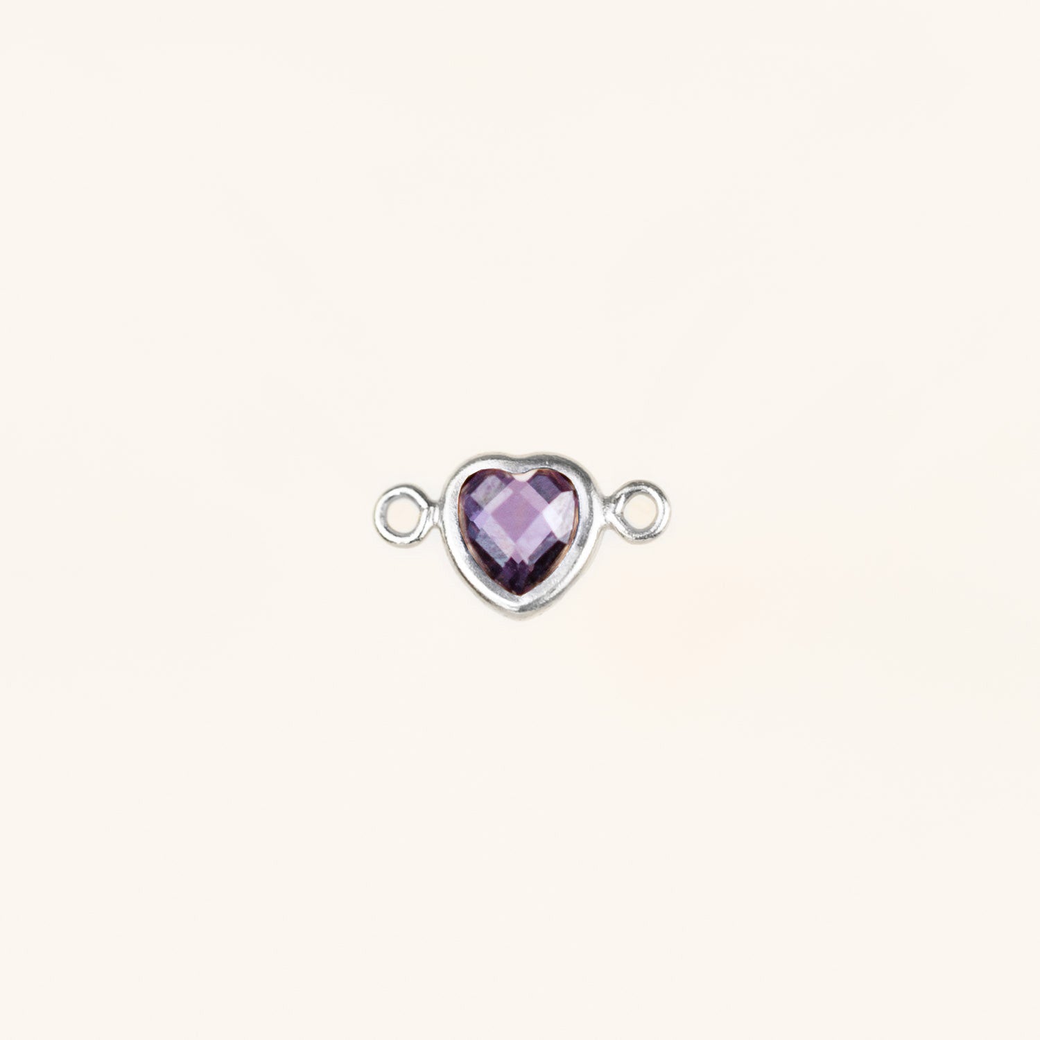 Heart Connector Charm- Birthstone - Sterling Silver