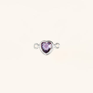 Heart Connector Charm- Birthstone - Sterling Silver