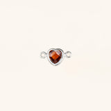 Heart Connector Charm- Birthstone - Sterling Silver