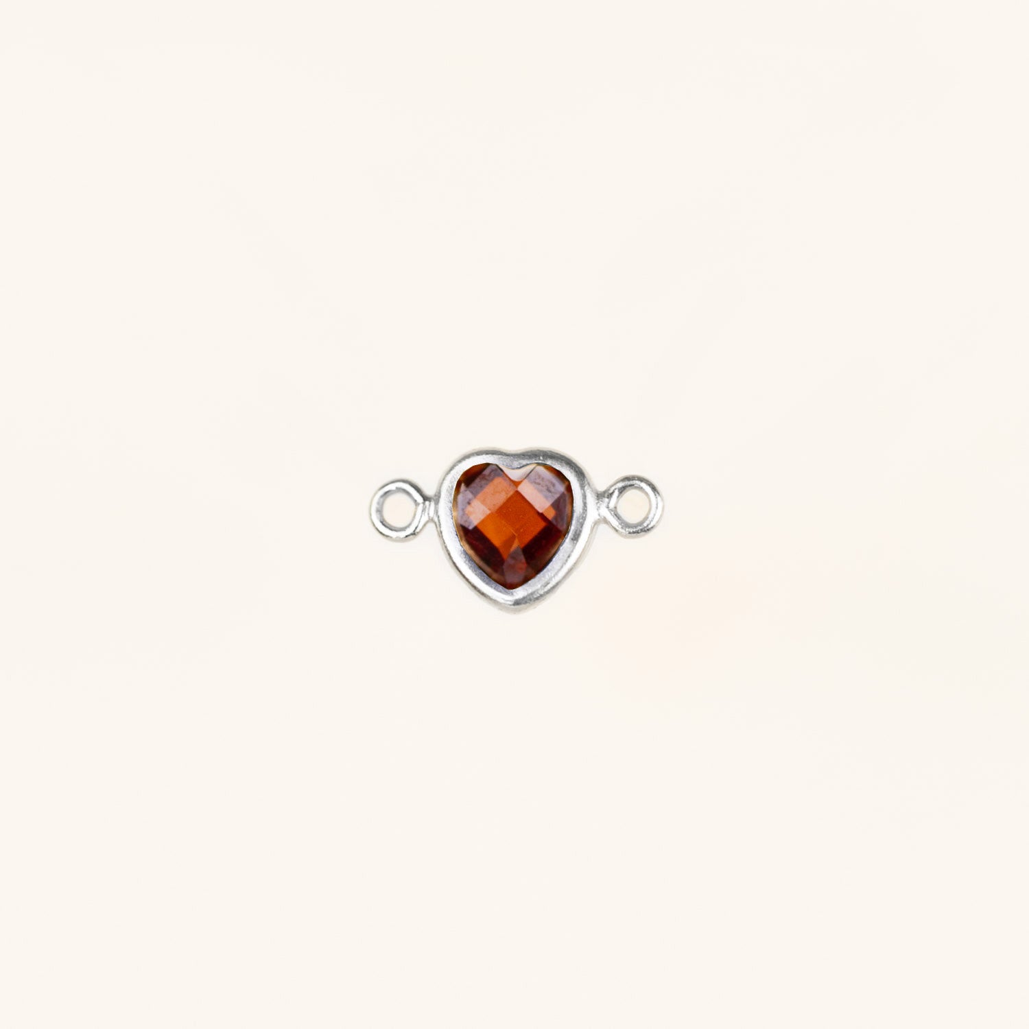Heart Connector Charm- Birthstone - Sterling Silver