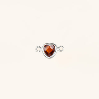 Heart Connector Charm- Birthstone - Sterling Silver